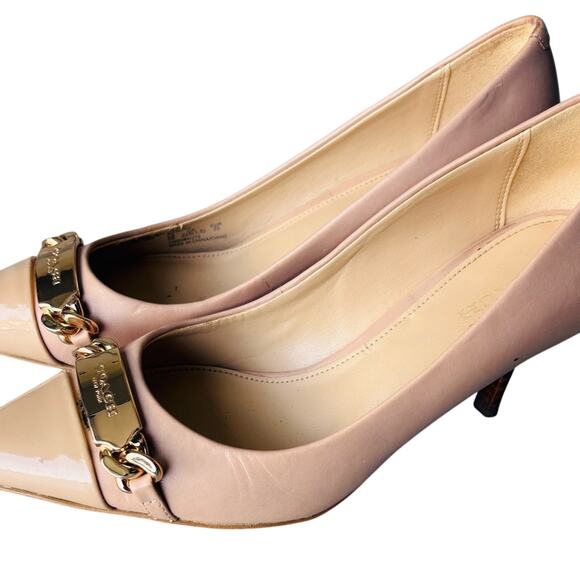 Coach Bowery Semi-Matte Women's Nude Kitten Heels Size 5 - Picture 2 of 6